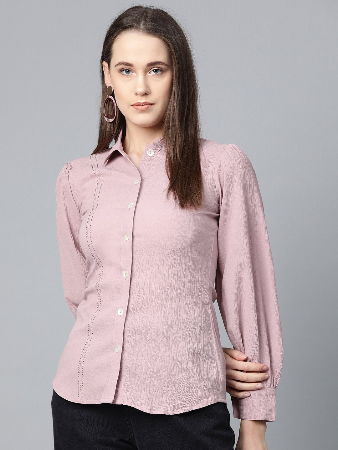 Jompers Women Purple Regular Fit Crinkled Effect Casual Shirt - Distacart