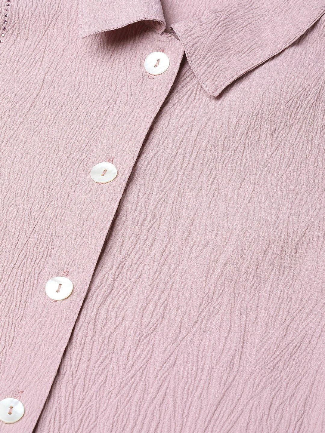 Jompers Women Purple Regular Fit Crinkled Effect Casual Shirt - Distacart