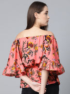 Jompers Women Pink Printed Bardot Top - Distacart