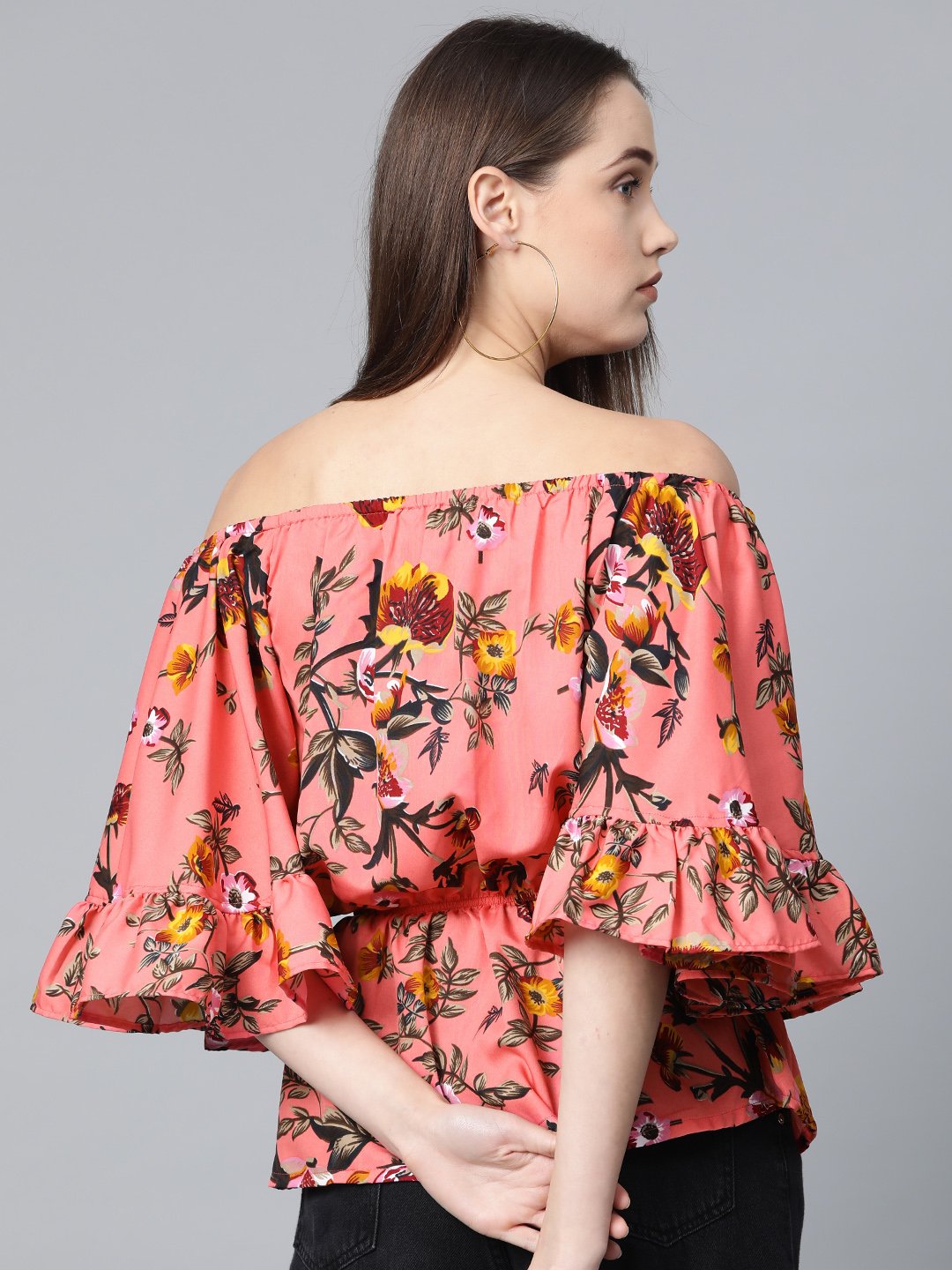Jompers Women Pink Printed Bardot Top - Distacart