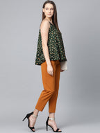 Jompers Women Green & Brown Printed A-Line Top - Distacart