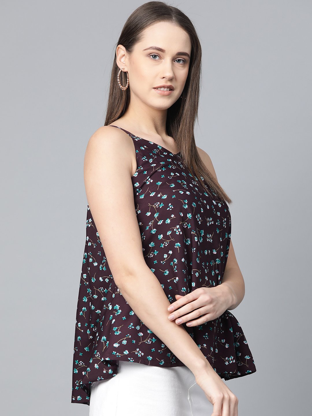 Jompers Women Purple & Blue Printed A-Line Top - Distacart