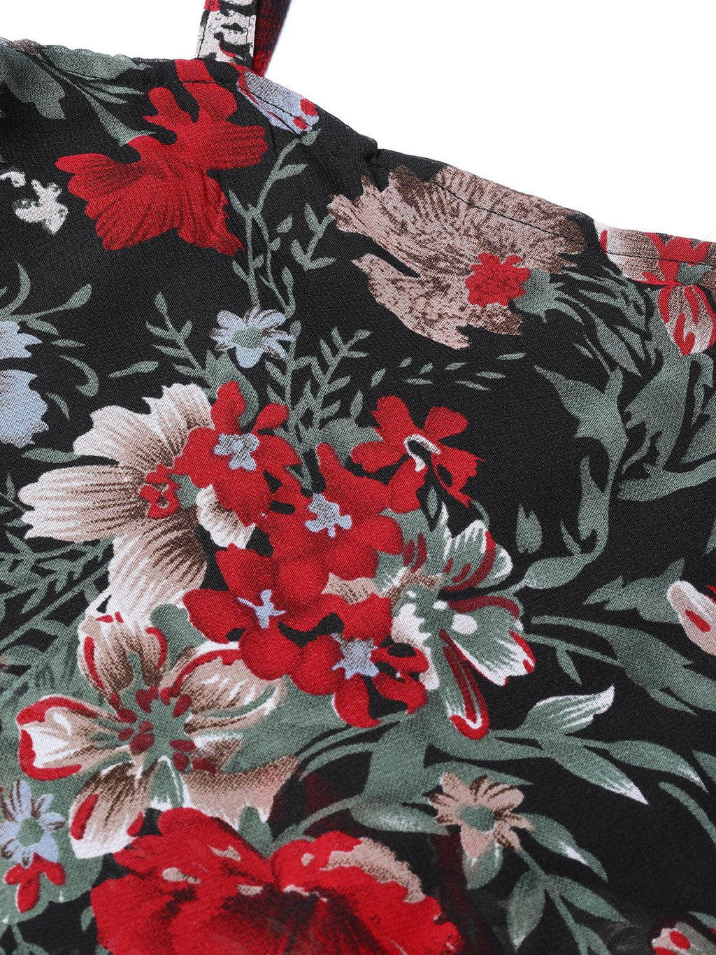 Jompers Women Black & Red Printed Tiered Top - Distacart