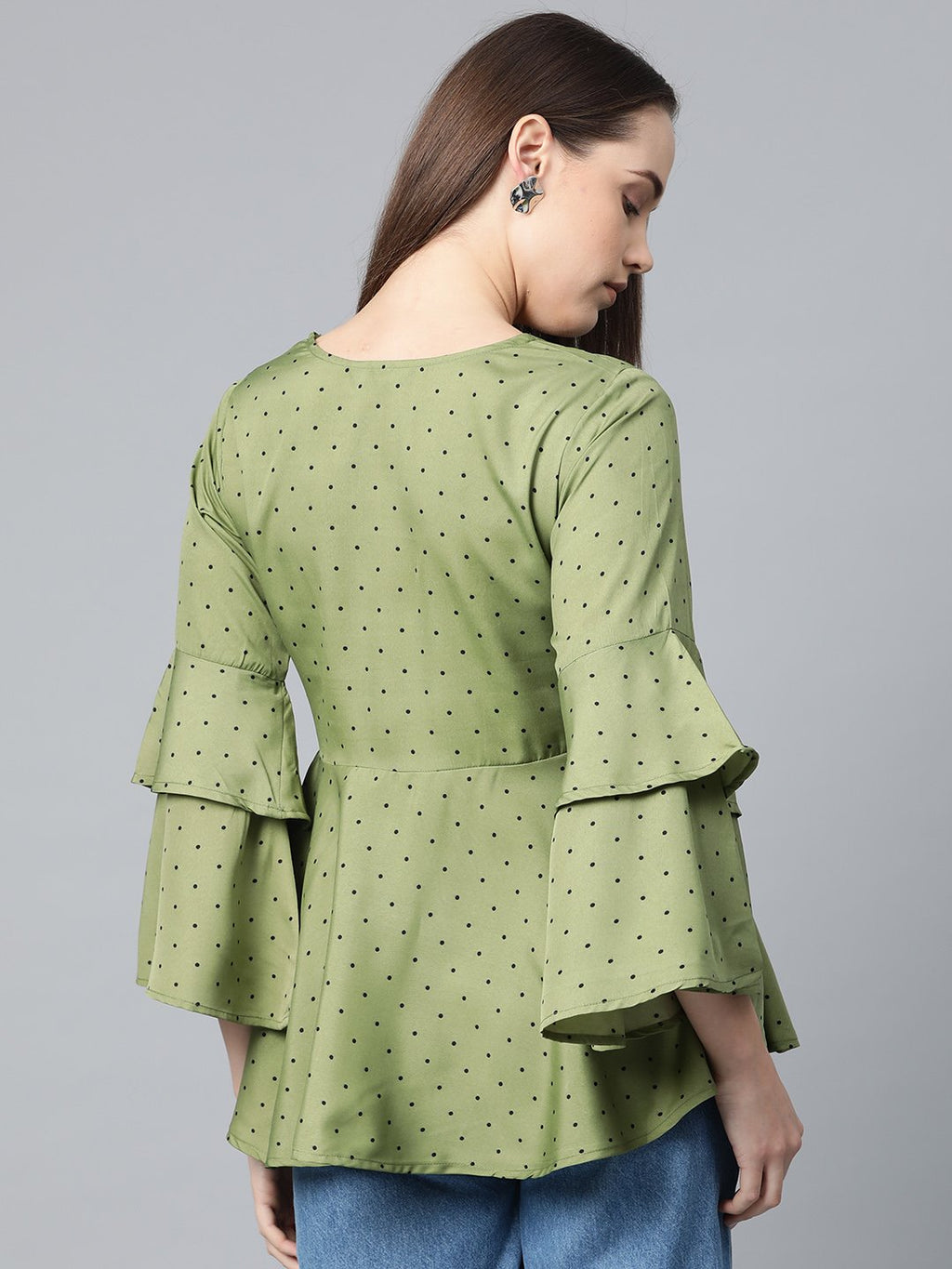 Jompers Women Green & Black Printed A-Line Top - Distacart
