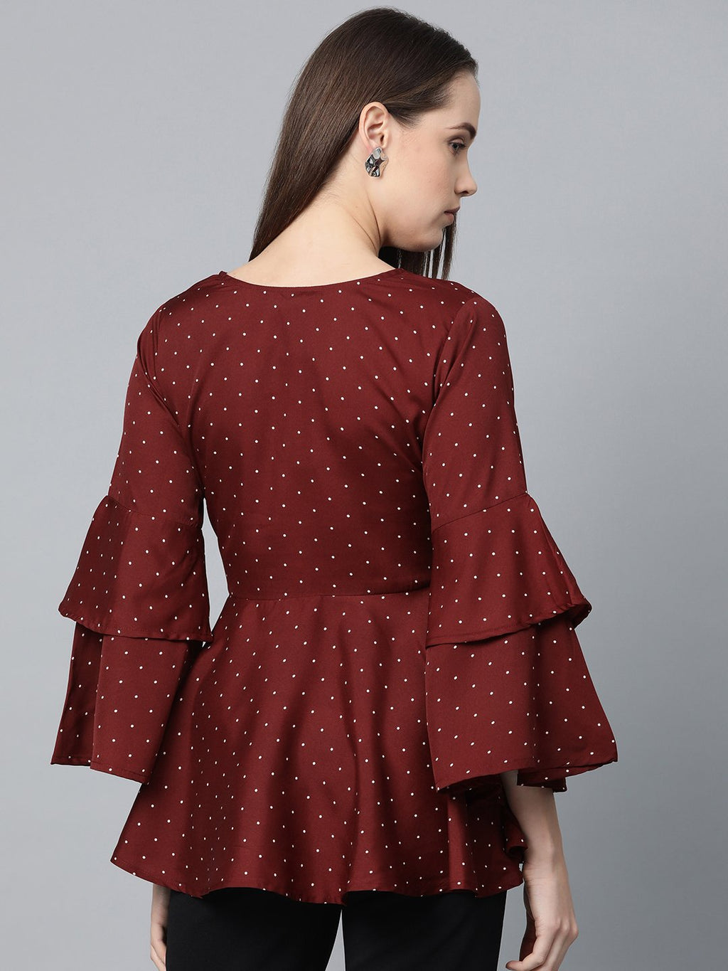 Jompers Women Maroon & White Printed A-Line Top - Distacart