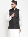 Jompers Men Black Solid Nehru Jacket - Distacart