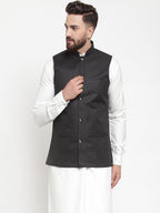 Jompers Men Black Solid Nehru Jacket - Distacart