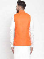 Jompers Men Orange Solid Nehru Jacket - Distacart