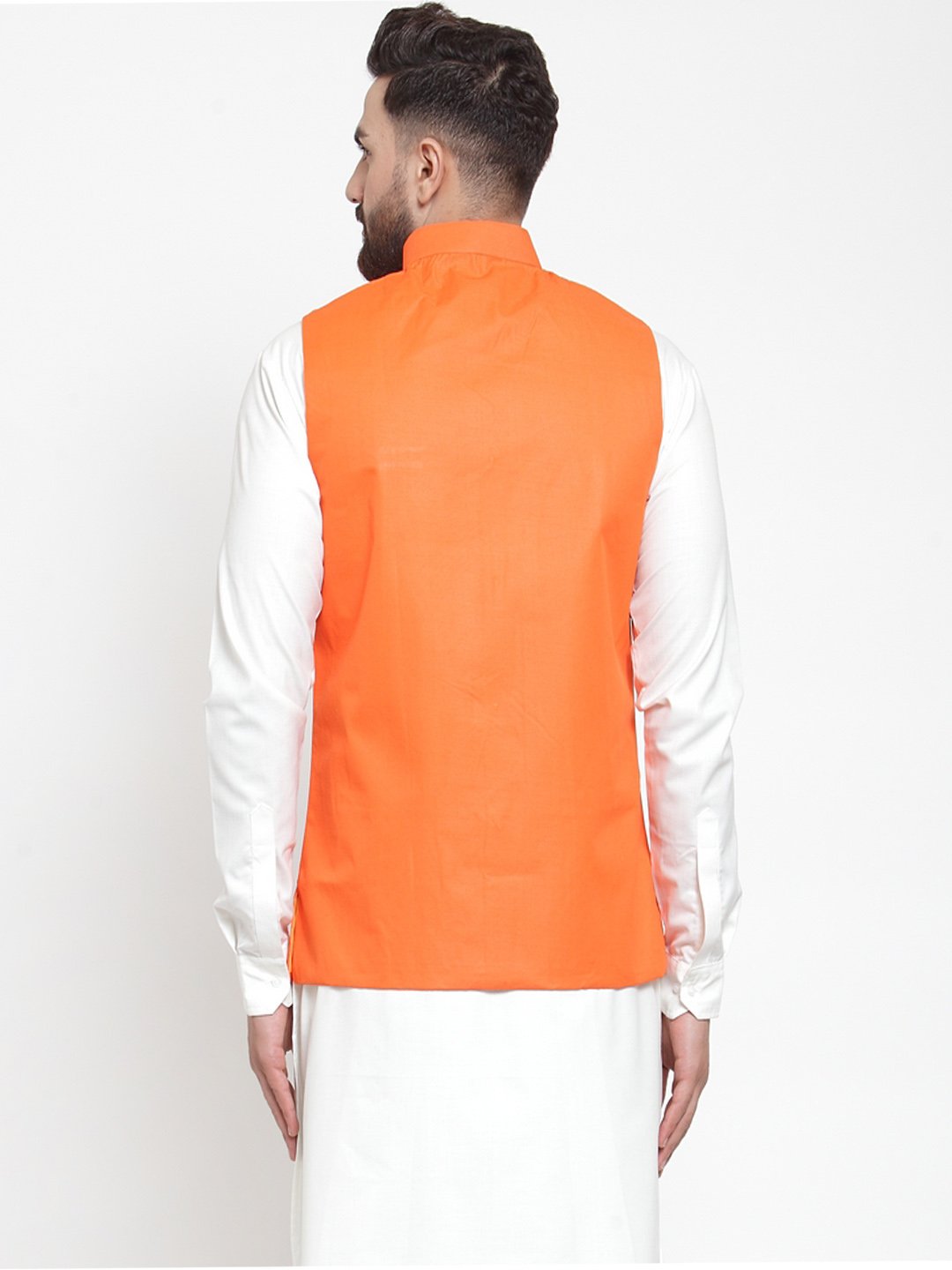 Jompers Men Orange Solid Nehru Jacket - Distacart