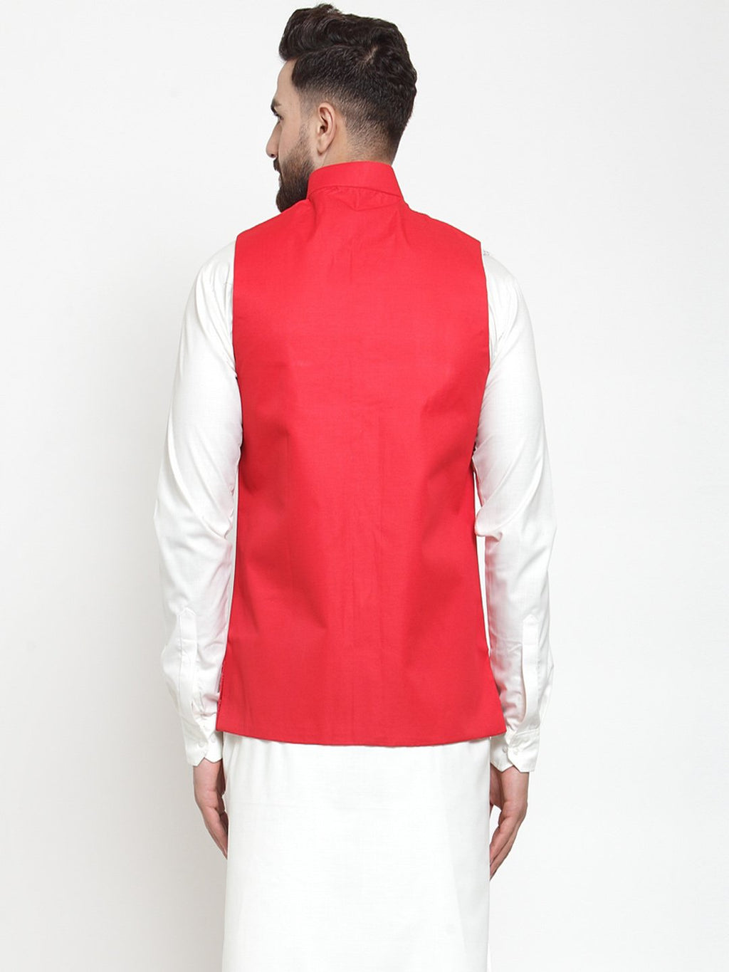Jompers Men Red Solid Nehru Jacket - Distacart