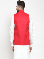 Jompers Men Red Solid Nehru Jacket - Distacart