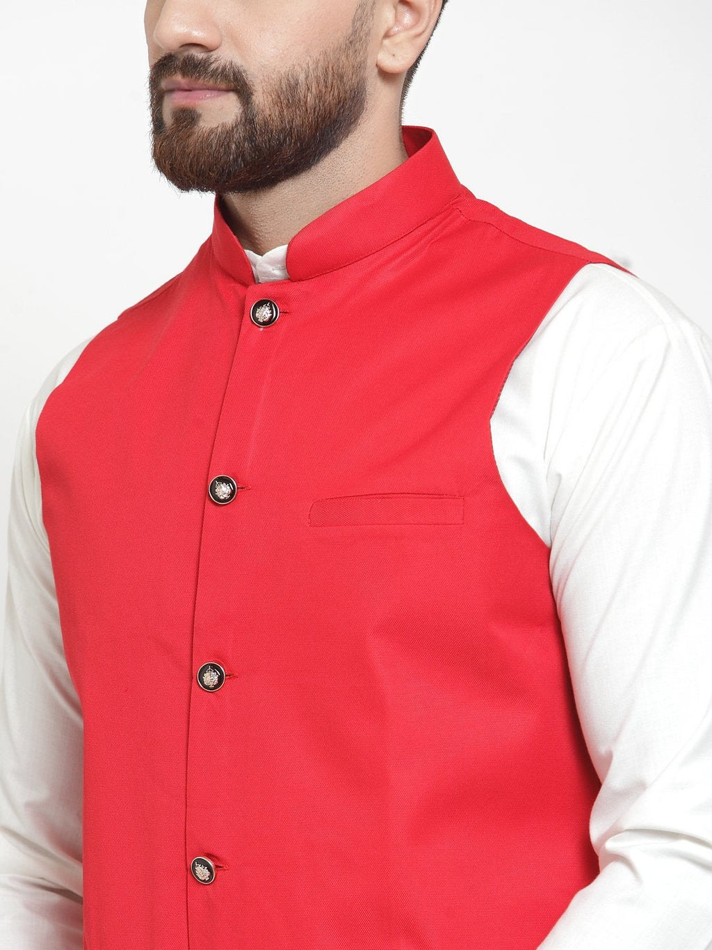 Jompers Men Red Solid Nehru Jacket - Distacart