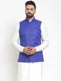 Jompers Men Royal-Blue Solid Nehru Jacket - Distacart