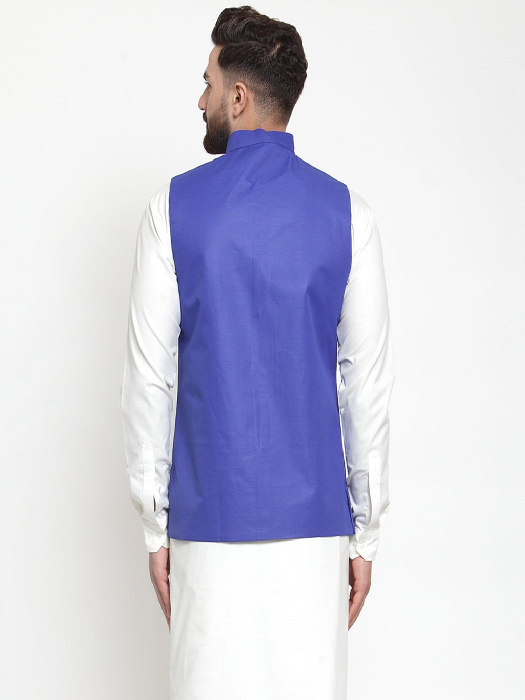 Jompers Men Royal-Blue Solid Nehru Jacket - Distacart