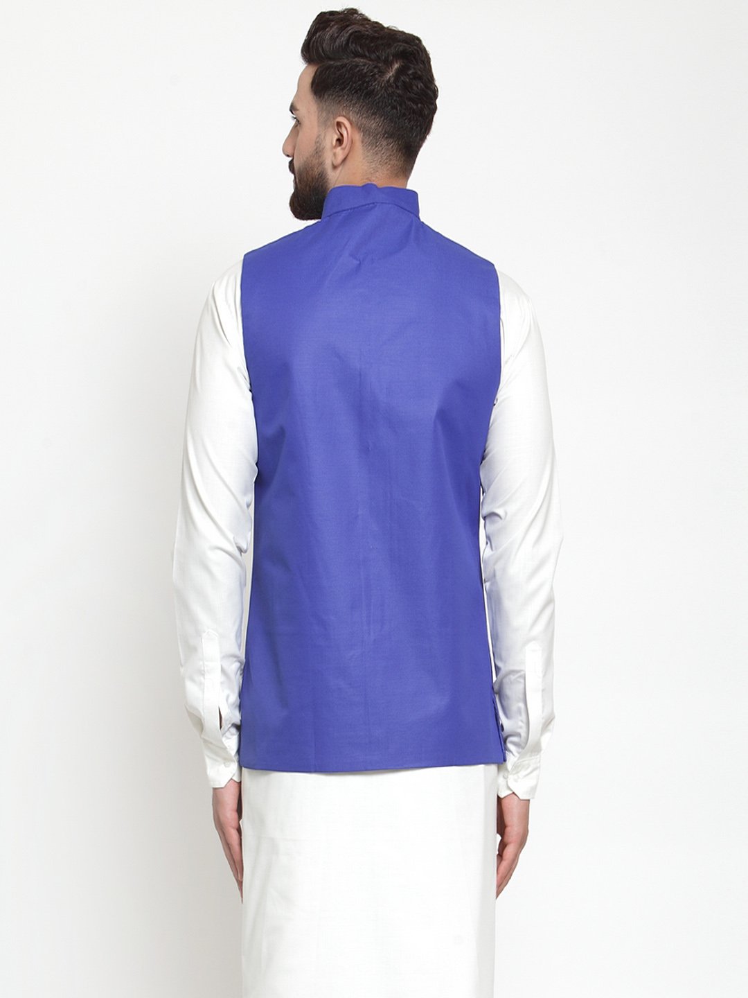 Jompers Men Royal-Blue Solid Nehru Jacket - Distacart