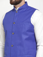 Jompers Men Royal-Blue Solid Nehru Jacket - Distacart