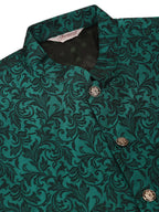 Jompers Men's Green Woven Design Nehru Jacket