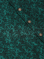 Jompers Men's Green Woven Design Nehru Jacket