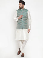 Jompers Men Green Woven Design Nehru Jacket - Distacart