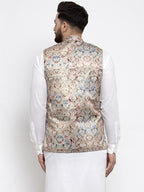 Jompers Men Multicolored Printed Satin Nehru Jacket - Distacart