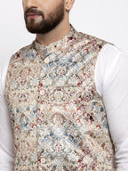 Jompers Men Multicolored Printed Satin Nehru Jacket - Distacart