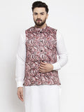 Jompers Men Pink Printed Satin Nehru Jacket - Distacart