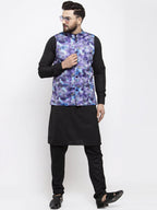 Jompers Men Violet Printed Satin Nehru Jacket - Distacart
