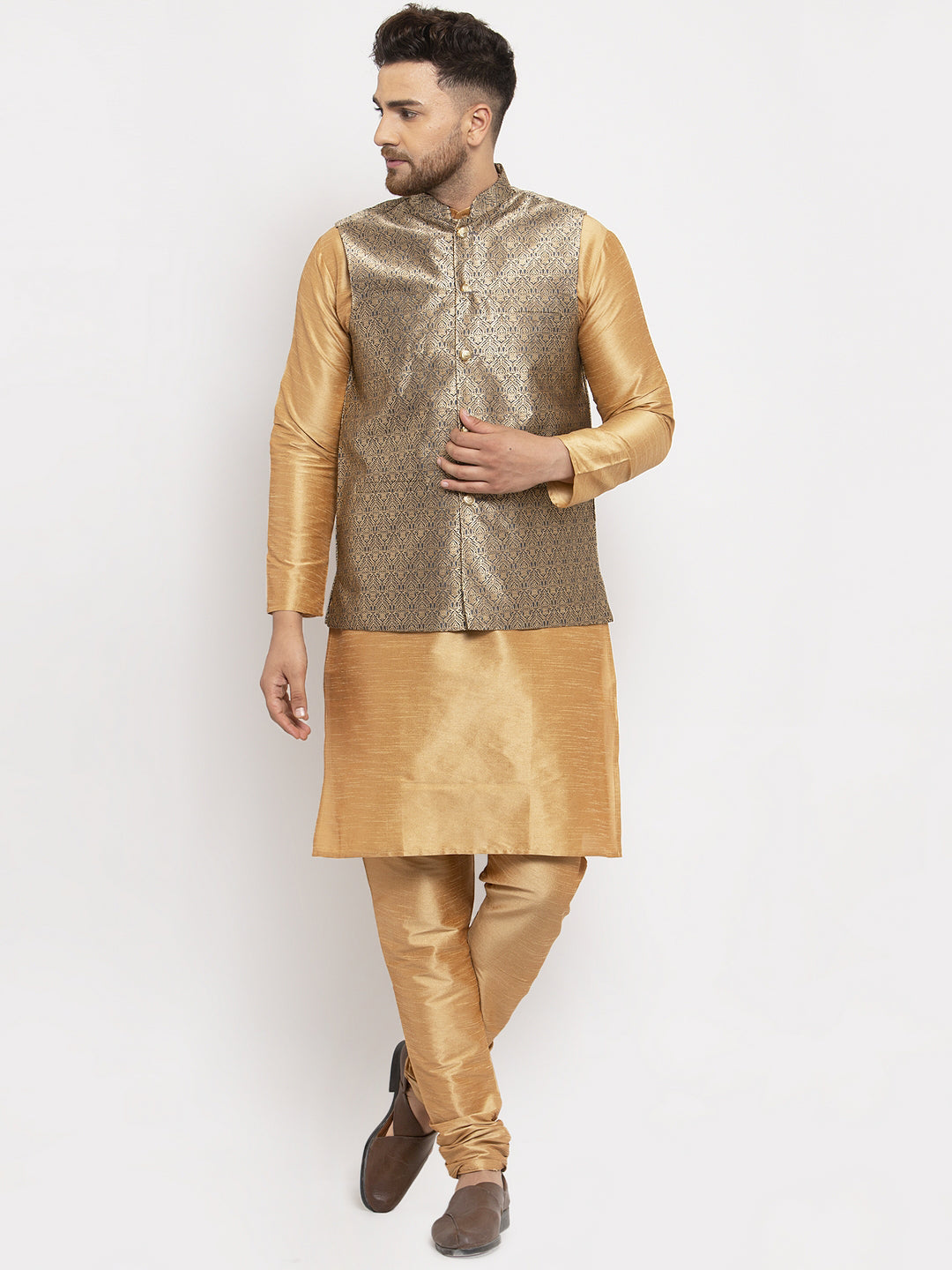 Jompers Men's Grey Woven Nehru Jacket