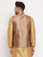 Jompers Men's Maroon Woven Nehru Jacket