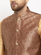 Jompers Men's Maroon Woven Nehru Jacket
