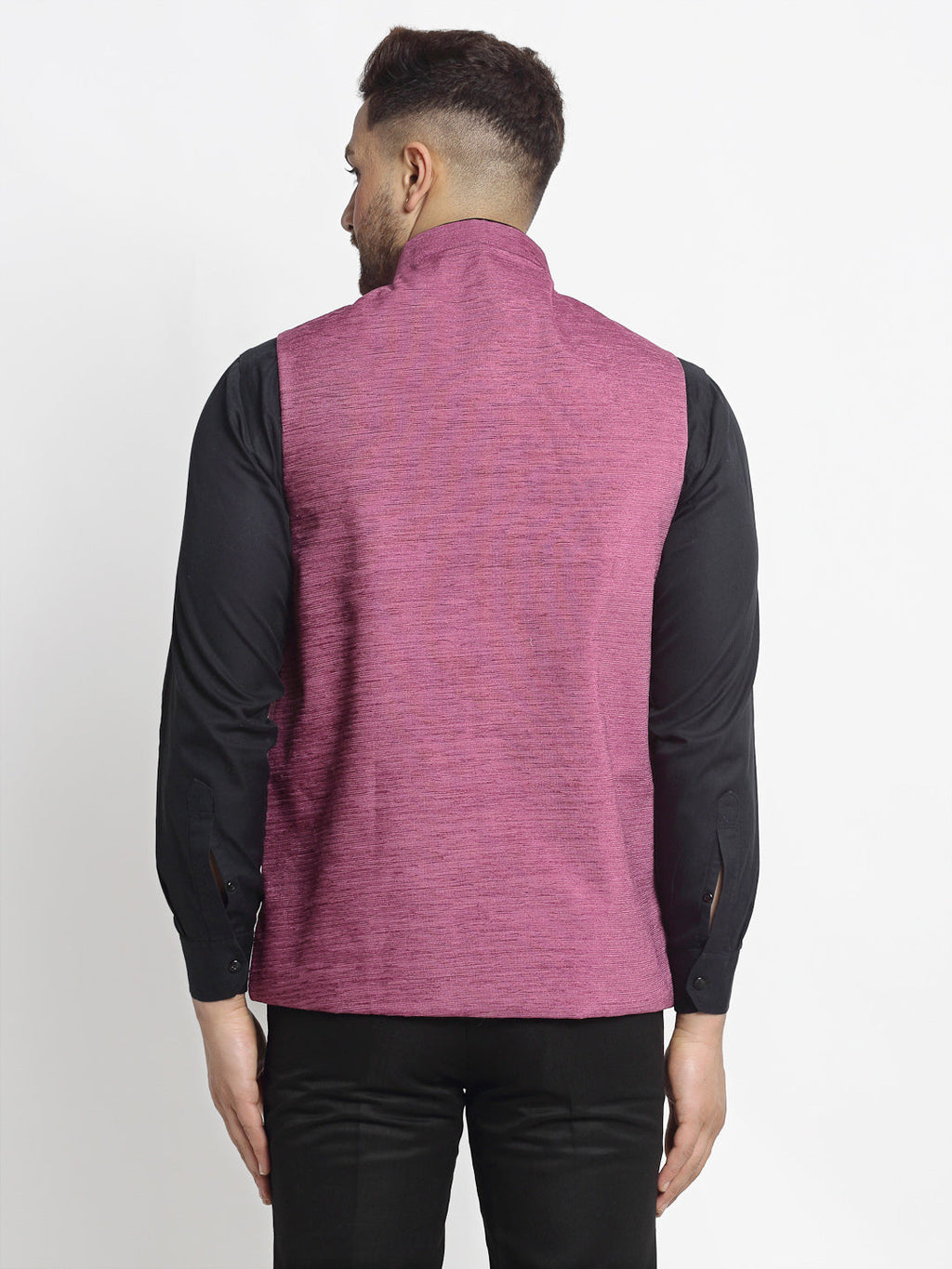 Jompers Men's Purple Solid Nehru Jacket with Square Pocket