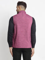 Jompers Men's Purple Solid Nehru Jacket with Square Pocket