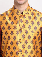 Jompers Men's Yellow Digital Printed Yellow Waistcoat