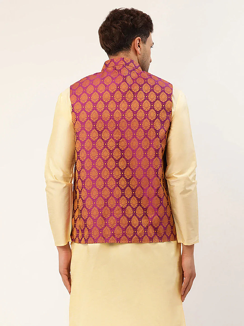 Jompers Men's Pink Self-Designed Waistcoat