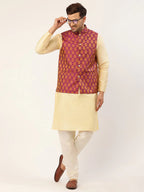 Jompers Men's Pink Self-Designed Waistcoat
