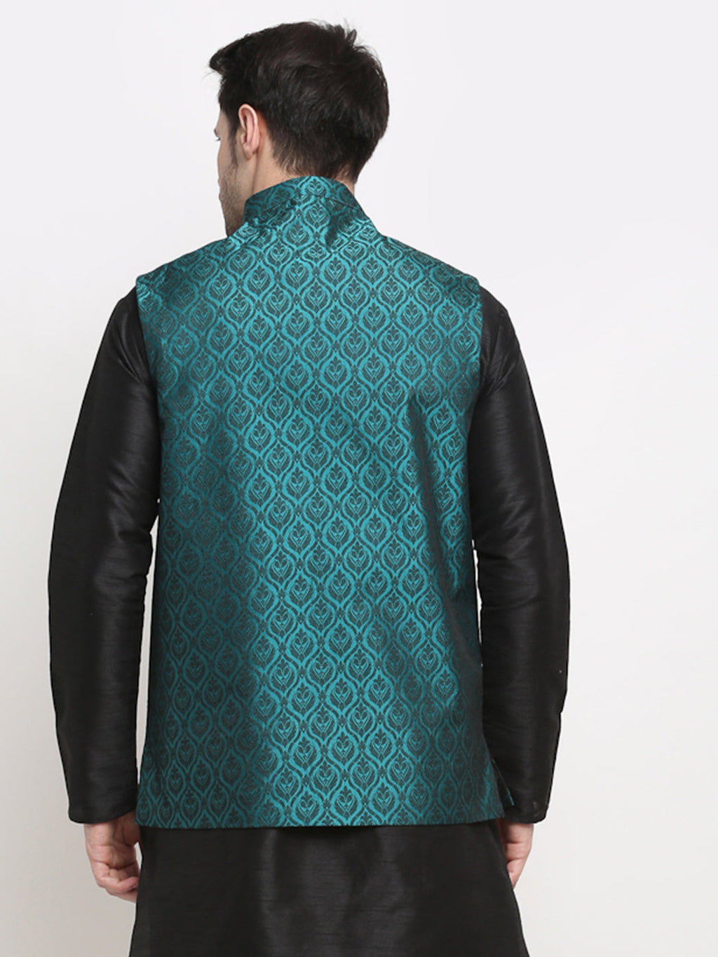 Jompers Men's Green Self-Designed Green Waistcoat