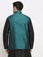 Jompers Men's Green Self-Designed Green Waistcoat