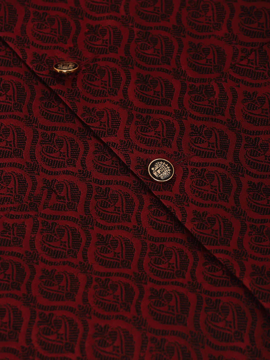 Jompers Men's Maroon Self-Designed Maroon Waistcoat