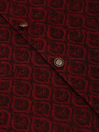 Jompers Men's Maroon Self-Designed Maroon Waistcoat