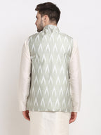 Jompers Men's Grey Ikat Printed Nehru Jacket