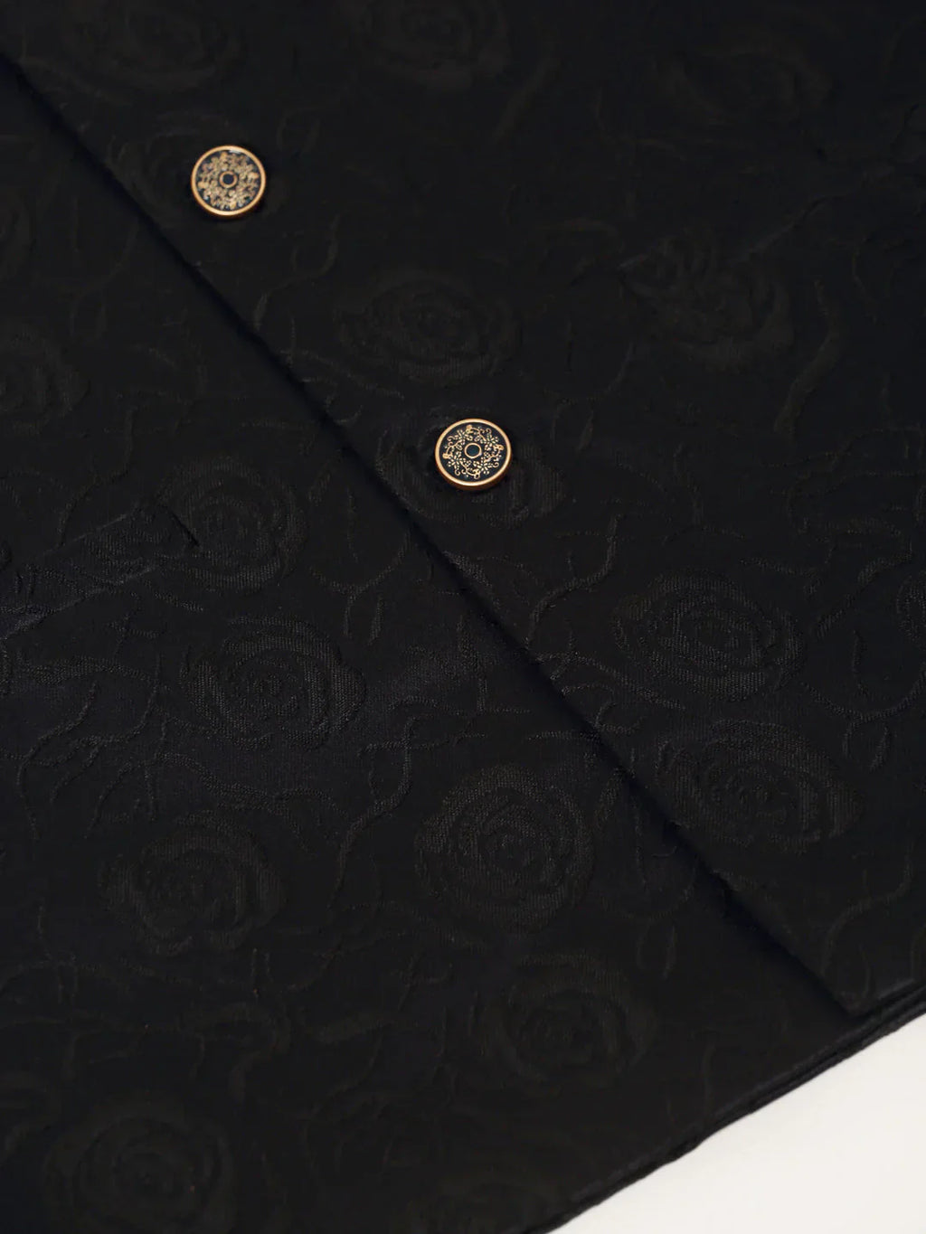 Jompers Men's Navy & Black embossed Nehru Jacket
