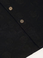 Jompers Men's Navy & Black embossed Nehru Jacket