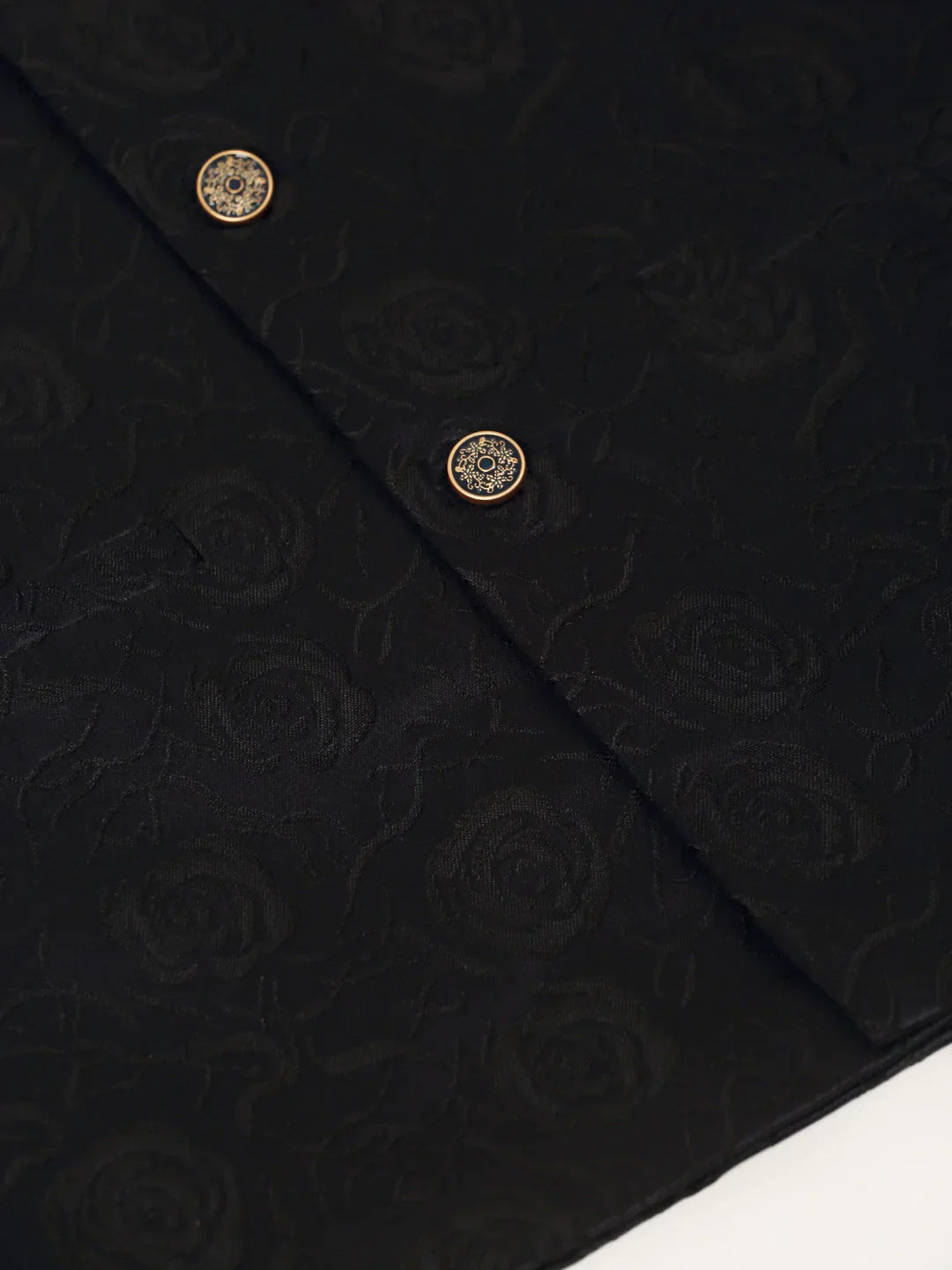 Jompers Men's Navy & Black embossed Nehru Jacket