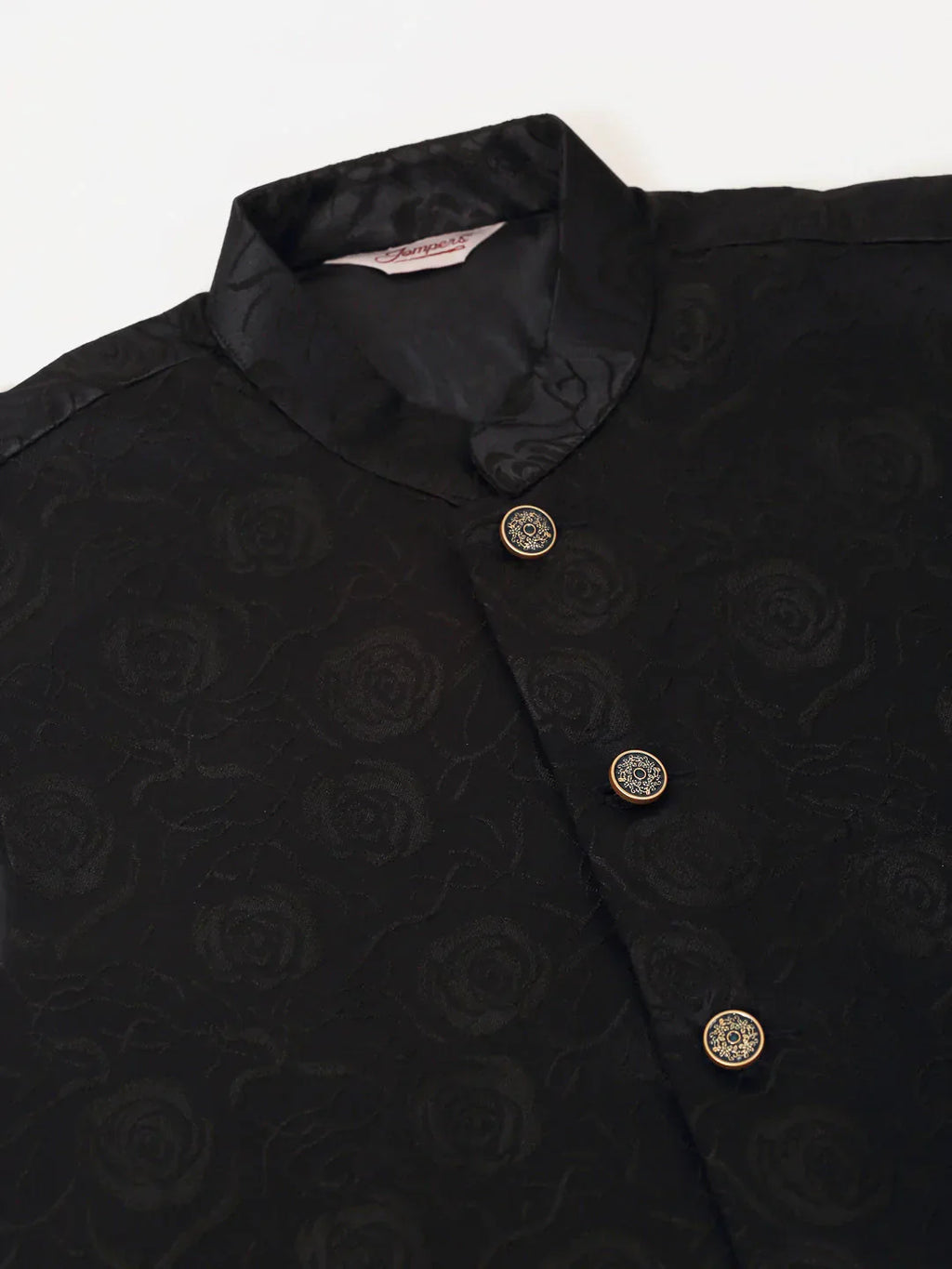 Jompers Men's Navy & Black embossed Nehru Jacket