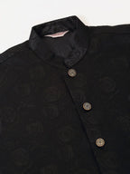 Jompers Men's Navy & Black embossed Nehru Jacket