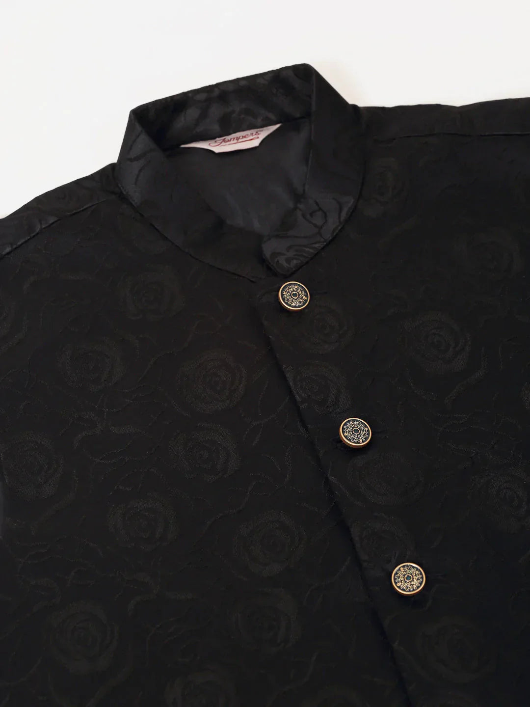 Jompers Men's Navy & Black embossed Nehru Jacket