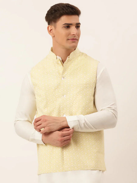 Jompers Men's Lemon Embroidered Nehru Jackets