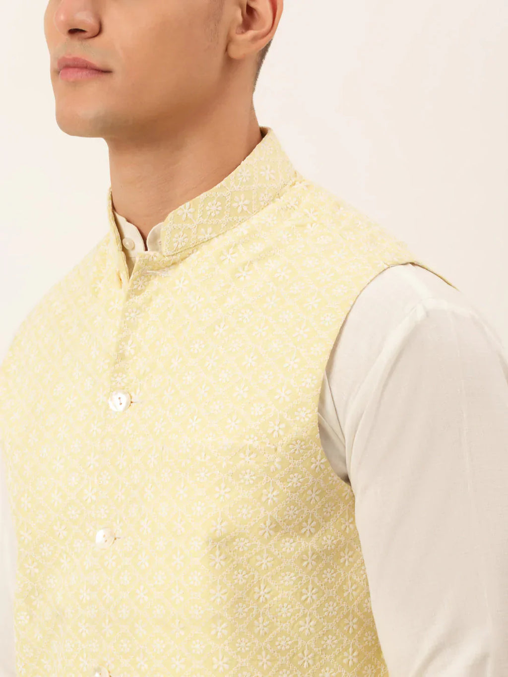 Jompers Men's Lemon Embroidered Nehru Jackets
