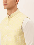 Jompers Men's Lemon Embroidered Nehru Jackets