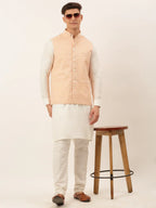 Jompers Men's Orange Embroidered Nehru Jackets